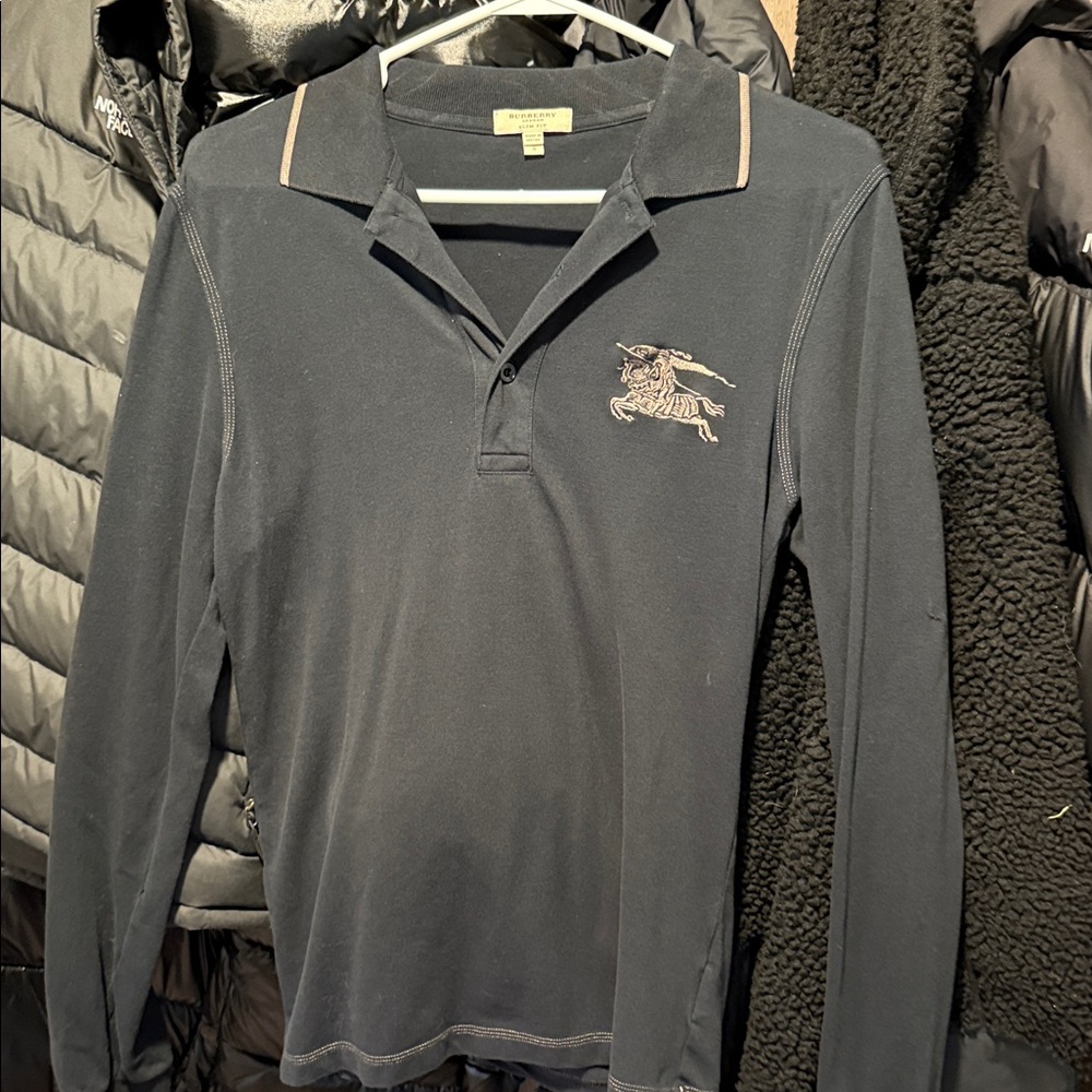Burberry black Polo Shirt with Embroidered Logo